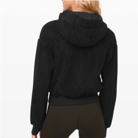 Lululemon Short Sweet Sherpa Jacket Fleece Reversible Heathered Core Black Teddy - Picture 3 of 16